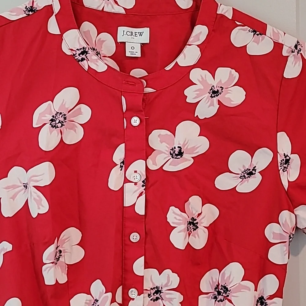 Jcrew red flower size 0 dress - Picture 4 of 8